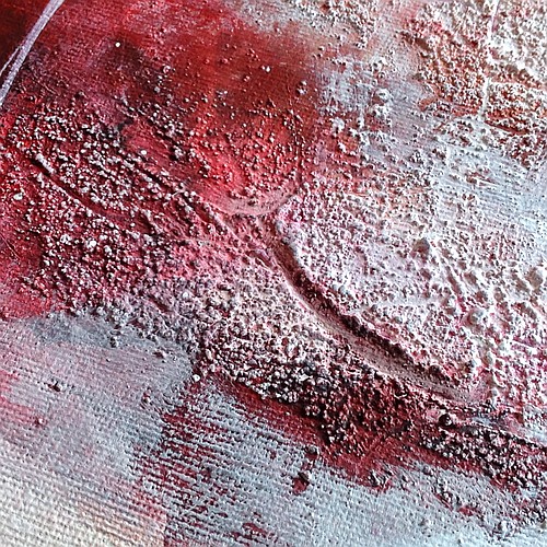 Texture et nuances de rouge, tableau abstrait, détail, fine art by Miryl