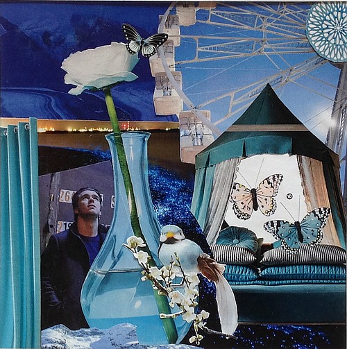 Quelque chose de bleu, collage par Miryl, 2019