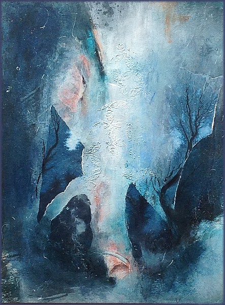 Triptyque rafraichissant-1, par Miryl, 2019 mixed media sur papier, 30 / 40 cm